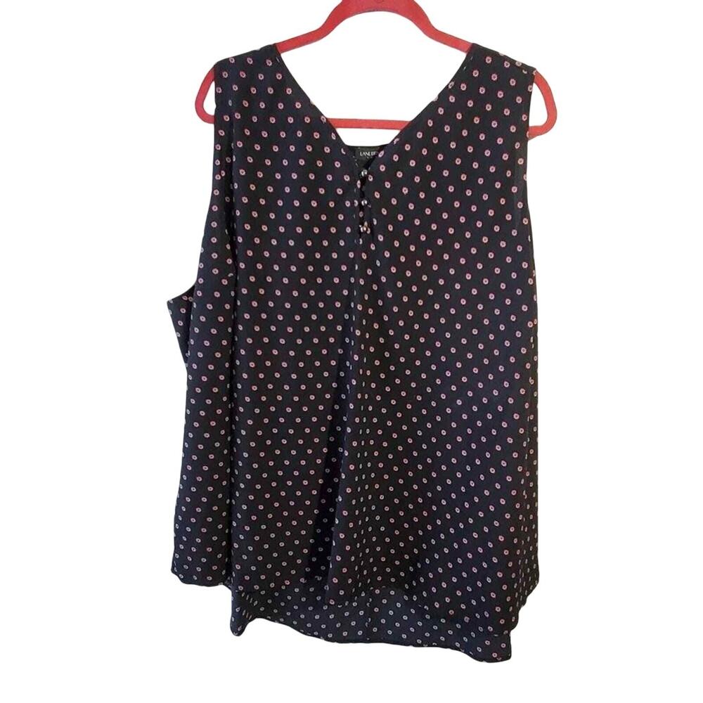 Lane Bryant Women 28 Sleeveless V-Neck Blouse Pink Floral Geometric High-Low Top